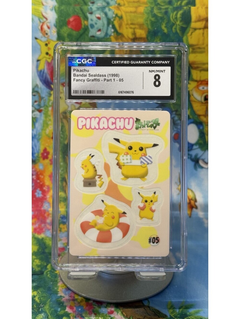 Pikachu Bandai Sealdass Fancy Graffiti No. 05 1998 Japanese CGC 8